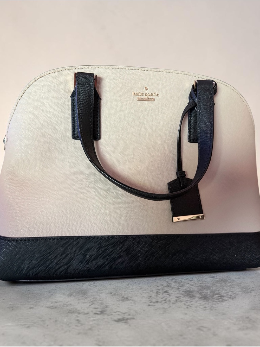 kate SpadeTwo-Tone Dome Satchel in Cream and Black